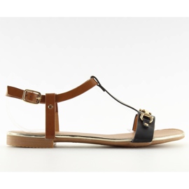 Fekete Szandál lapos talpon fekete 9871 Fekete