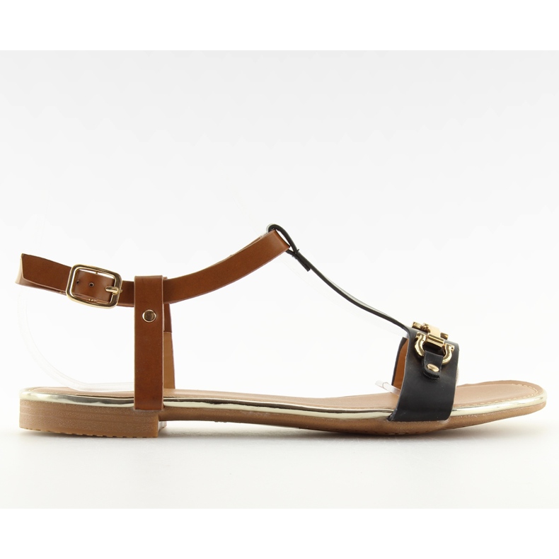 Fekete Szandál lapos talpon fekete 9871 Fekete