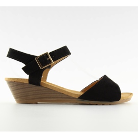 Fekete szandál alacsony éksarkú LS-89015