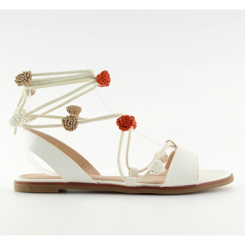 Fehér szandál megkötött bokával SR-2687