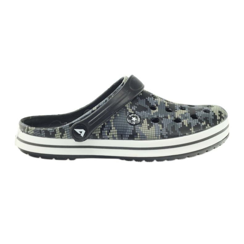 American Club Kroks klumpacipős terepszínű szandál fekete szürke zöld