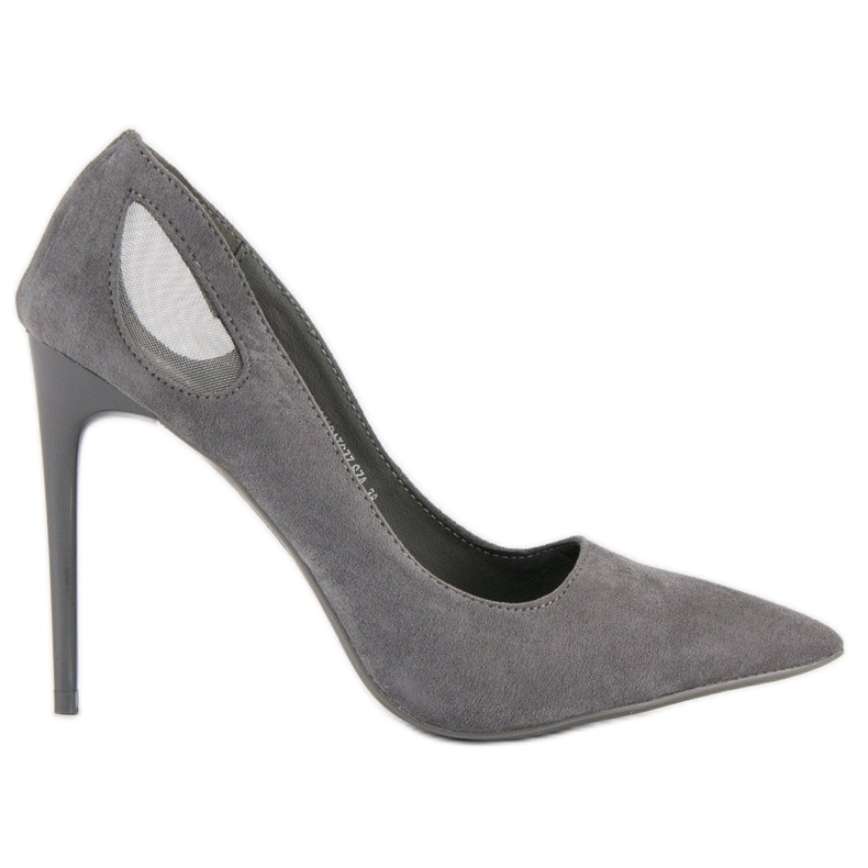 Szürke velúr vinceza sarkú cipő