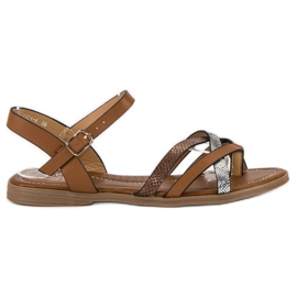 Small Swan Klasszikus barna szandál szürke Small Swan Klasszikus barna szandál szürke