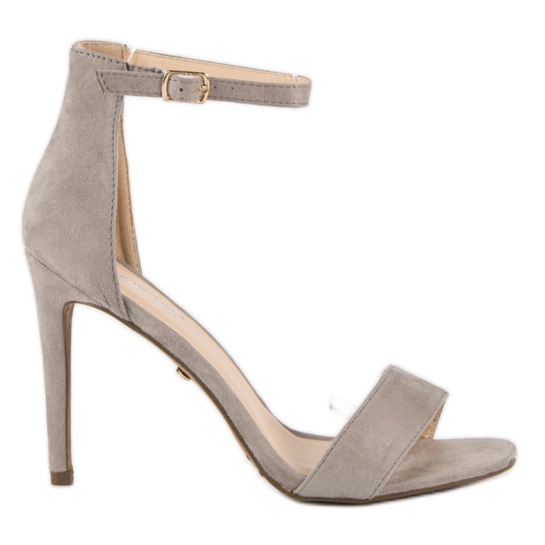 Seastar Velúr szandál magas sarkon szürke
