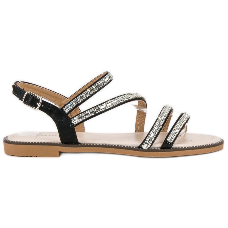 Nio Nio Stílusos lapos szandál fekete