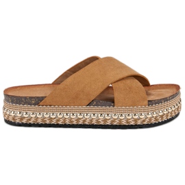 Flyfor Camel boho papucs barna