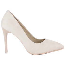 Velúr szürke sarkú cipő