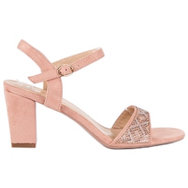 Elegáns magas sarkú szandál rózsaszín