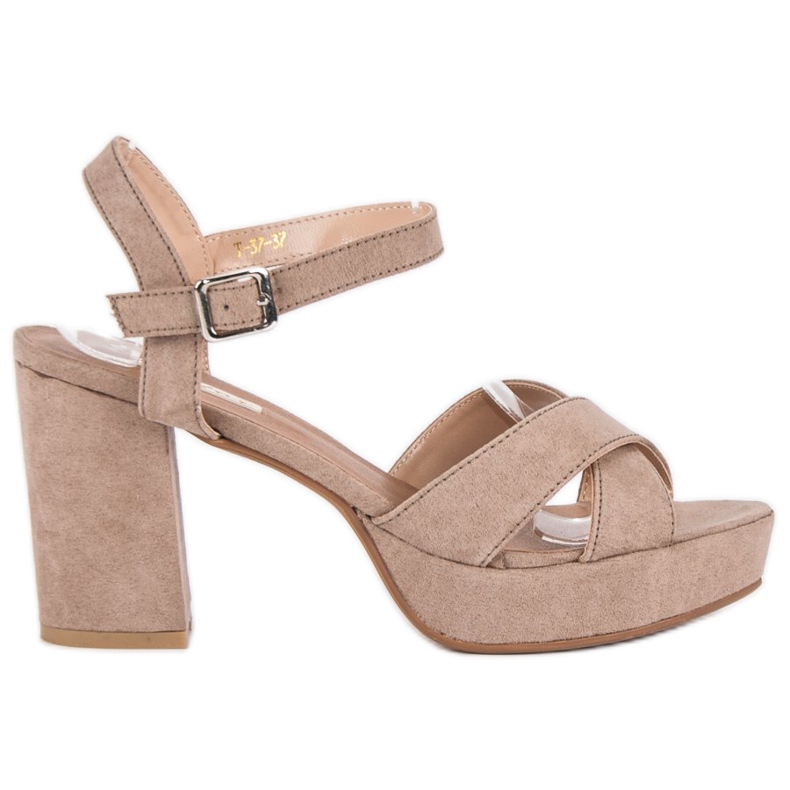 Flyfor Magas sarkú velúr szandál barna