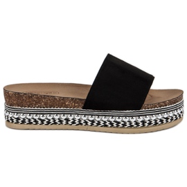 Boho velúr papucs fekete