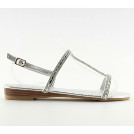 Ezüst szandál cirkóniákkal 86-C010 ezüst szürke