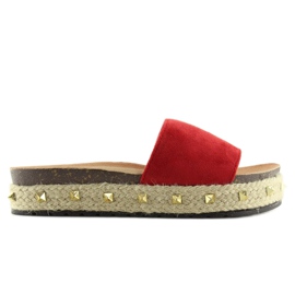 Piros LS51 Piros espadrilles papucs
