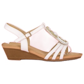 Ch. Creation Elegáns szandál alacsony éksarkú fehér sárga