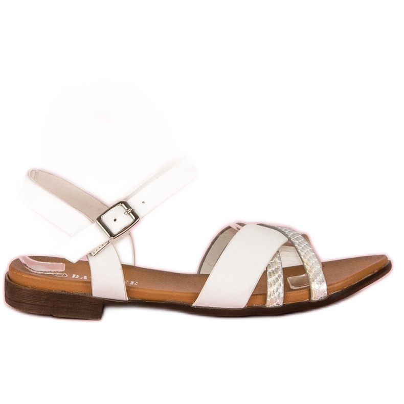 L. Day Fehér lapos szandál szürke