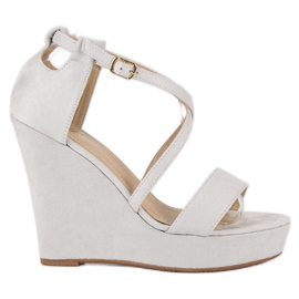 Velúr ékszandál szürke