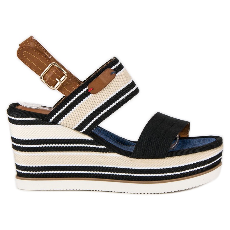 Bordás ékszandál fekete