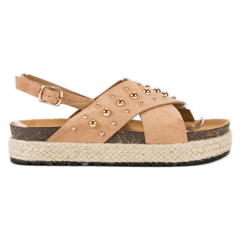 Velúr espadrillák az emelvényen barna