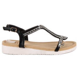 SDS Kényelmes lapos szandál fekete SDS Kényelmes lapos szandál fekete