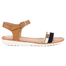 Laura Mode Textil lapos szandál barna