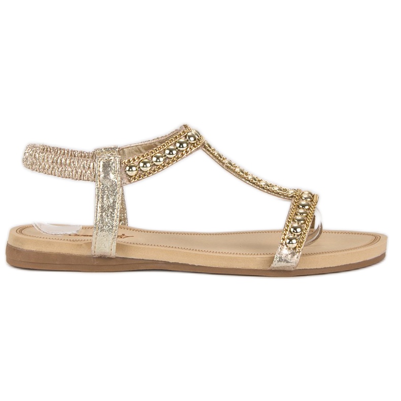 Queentina Lapos szandál elasztikus szalaggal sárga