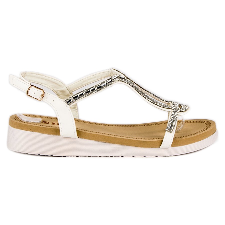 SDS Kényelmes lapos szandál fehér