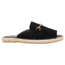 Fekete velúr flip-flop espadrillek