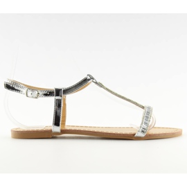 Ezüst szandál cirkóniával SY644 ezüst szürke