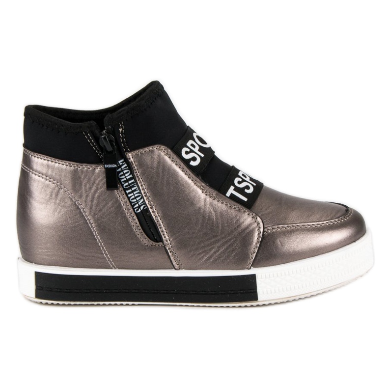 Grafit tornacipő cipzárral barna szürke