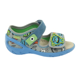 Szandál bőr betét Befado 433P kék narancssárga szürke Szandál bőr betét Befado 433P kék narancssárga szürke