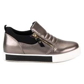 Grafit tornacipő cipzárral szürke