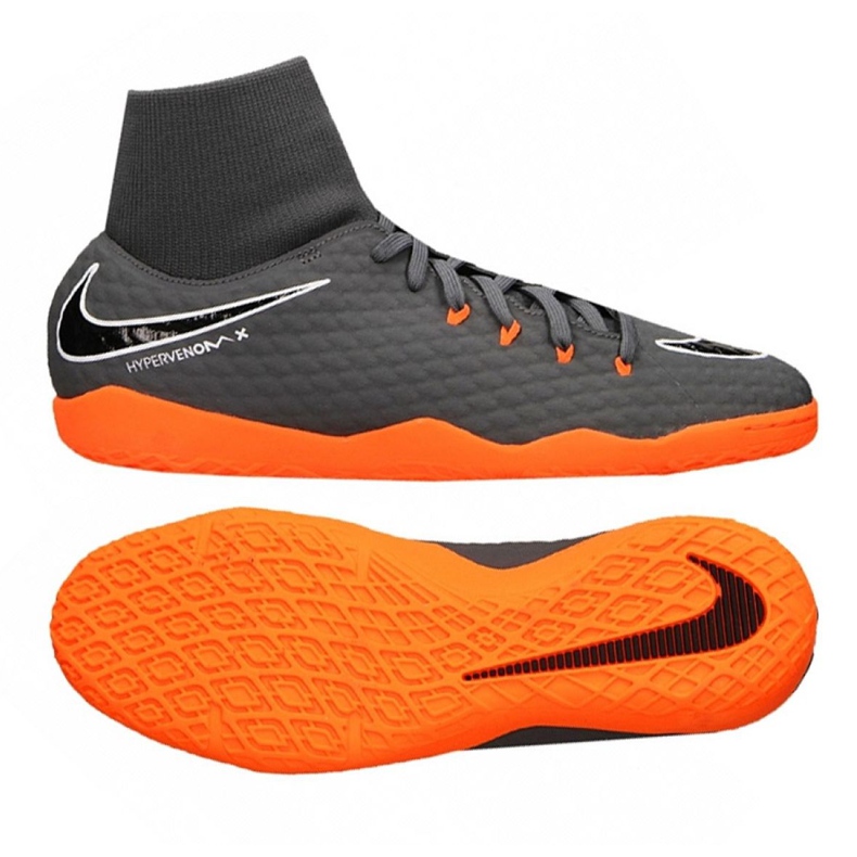 Nike Hypervenom PhantomX 3 Academy Df Ic M AH7274-081 futballcipő szürke szürke Nike Hypervenom PhantomX 3 Academy Df Ic M AH7274-081 futballcipő szürke szürke