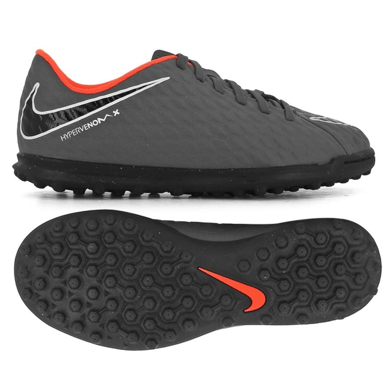 Nike Hypervenom PhantomX 3 Club Tf Jr AH7298-081 futballcipő szürke / ezüst, narancs, szürke / ezüst szürke