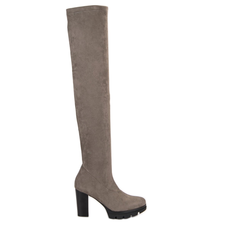 Vinceza Szürke velúr combcsizma