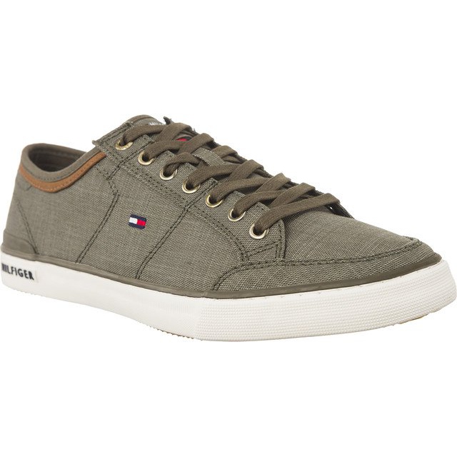 Tommy Hilfiger Alapvető anyag keverék Sneaker Dusty Olive zöld