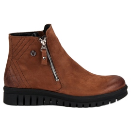 Alacsony csizma a VINCEZA cipzáron barna