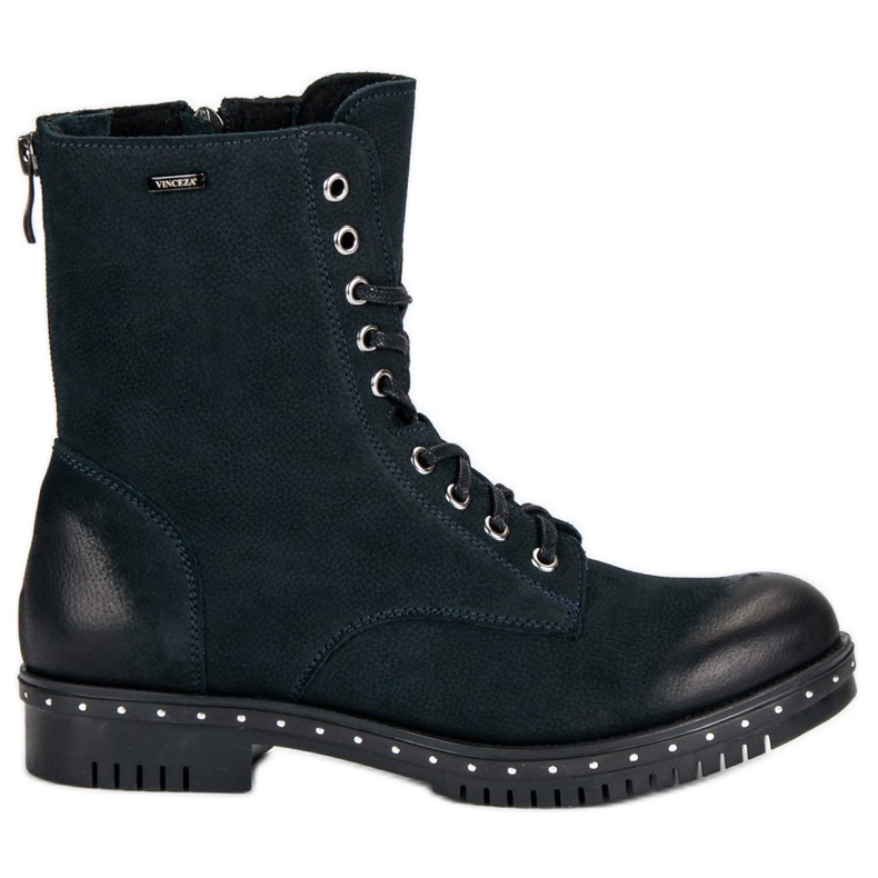 Sötétkék bőrmunkások a VINCEZA cégtől