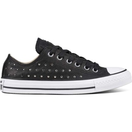 Converse Chuck Taylor All Star bőr fekete fekete ezüst