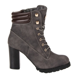 Kayla Kötve magas sarkú bokacsizma szürke