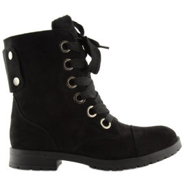 Fűzős csizma fekete 16-526 fekete munkás