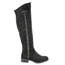 Super Me Velúr csizma lapos sarkú fekete