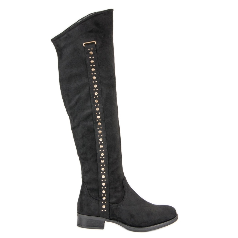 Super Me Velúr csizma lapos sarkú fekete