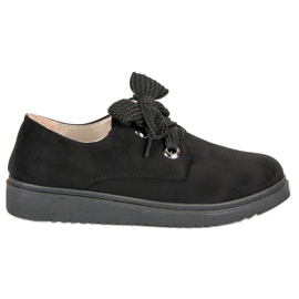 Velúr fűzős cipők fekete Velúr fűzős cipők fekete
