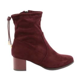 M.Daszyński Velúr magas sarkú csizma Daszyński SA58 piros sokszínű