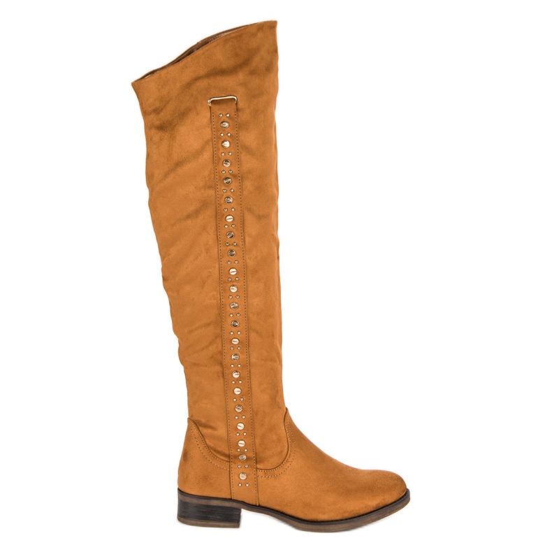 Super Me Velúr csizma lapos sarkú barna