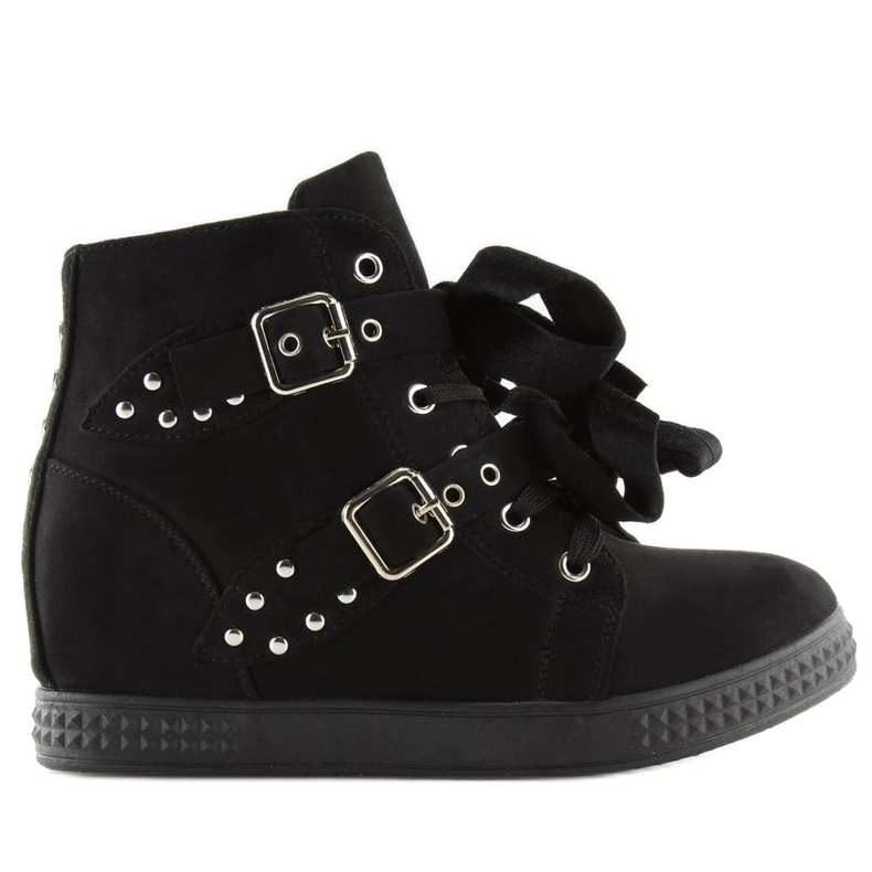 Fekete csizma rejtett ék sarkán 7-X8029A Fekete