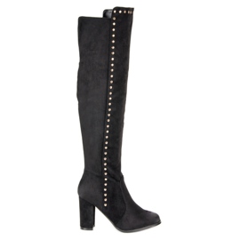 Elegáns VINCEZA velúr combcsizma fekete