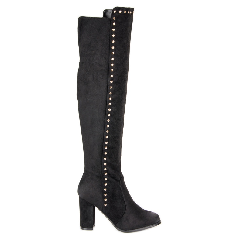 Elegáns VINCEZA velúr combcsizma fekete