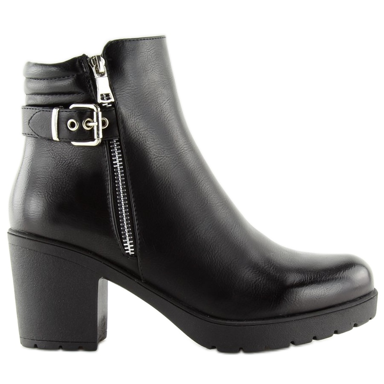 Fekete széles sarkú csizma NS027P Fekete