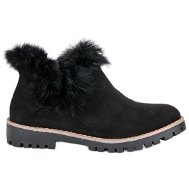 Forever Folie Felcsúsztatható velúr bokacsizma fekete