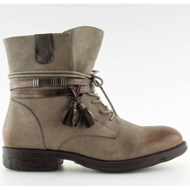 Női bézs és barna csizma BH52-KB khaki Női bézs és barna csizma BH52-KB khaki